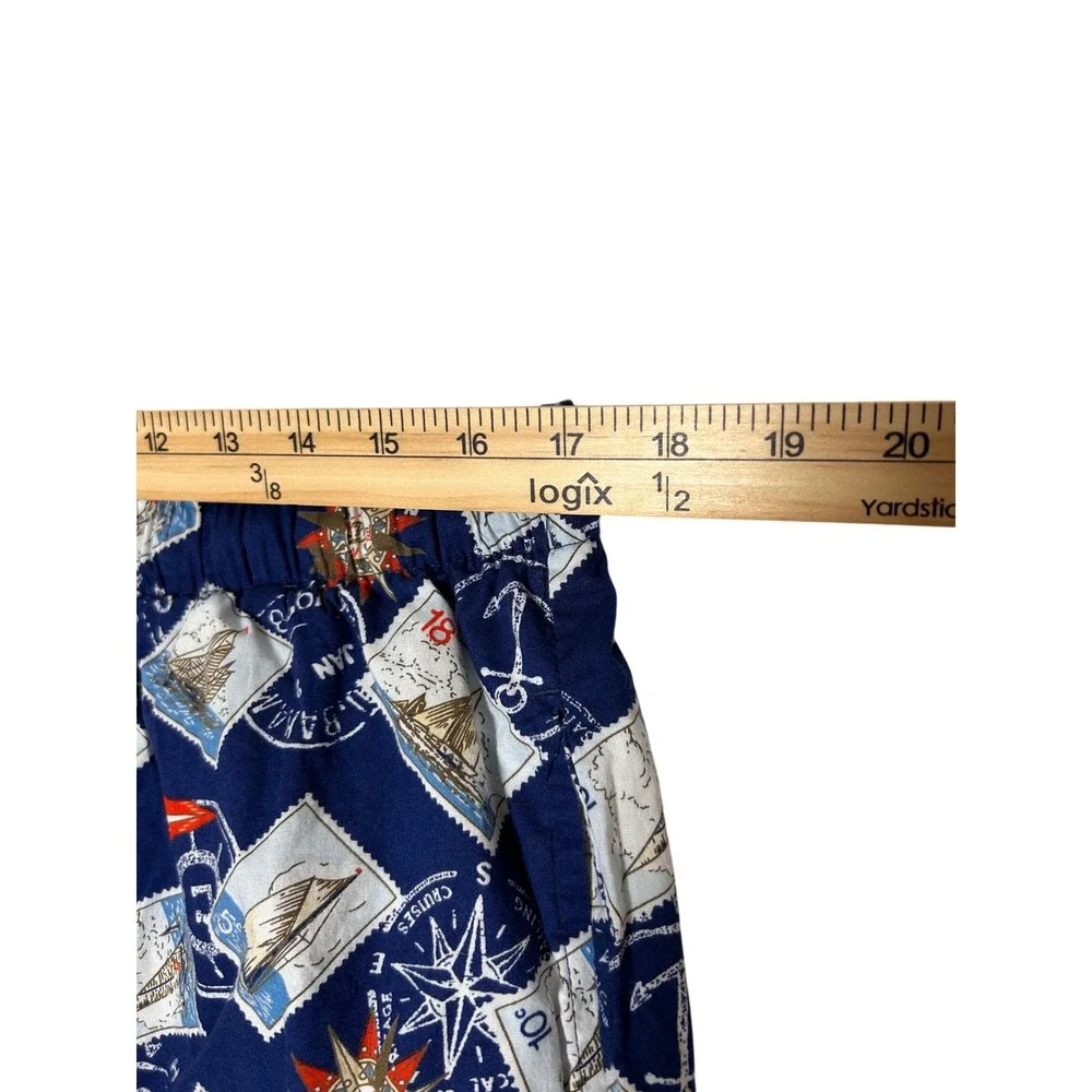 Chaps Mens Nautical Sailboat Print Shorts Blue Cotton Sleepwear Lounge Preppy L